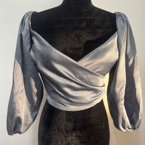 Elegant Silver Women's Wrap Blouse